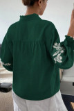 Embroidered Button Long Sleeved Cardigan Shirt