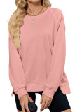 Solid Color Round Neck Long Sleeved Loose Hoodie