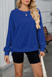 Solid Color Round Neck Long Sleeved Loose Hoodie