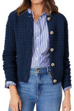 Solid Color Long Sleeved Knitted Cardigan