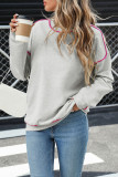 Long Sleeve Round Neck Contrasting Loose Hoodie