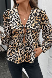 Retro Leopard Print Long Sleeved Shirt