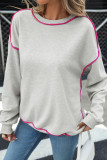 Long Sleeve Round Neck Contrasting Loose Hoodie