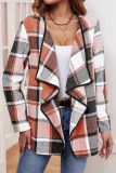 Plaid Printed Long Sleeved Shawl Jacket