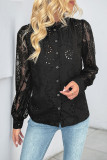Solid Color Lace Long Sleeved Shirt