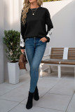 Lace Round Neck Long Sleeved Sweatshirt