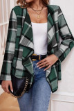 Plaid Printed Long Sleeved Shawl Jacket