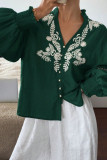 Embroidered Button Long Sleeved Cardigan Shirt