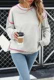 Long Sleeve Round Neck Contrasting Loose Hoodie