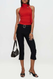 Solid Color Sleeveless Collar Tied With Ribbon Vest