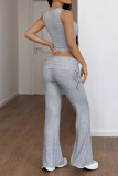 Solid Color Vest Flared Pants Two-Piece Set