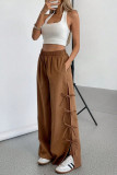 Bow Elastic High Waisted Wide Leg Pants