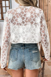 Lace Jacquard Long Sleeved Cardigan Jacket