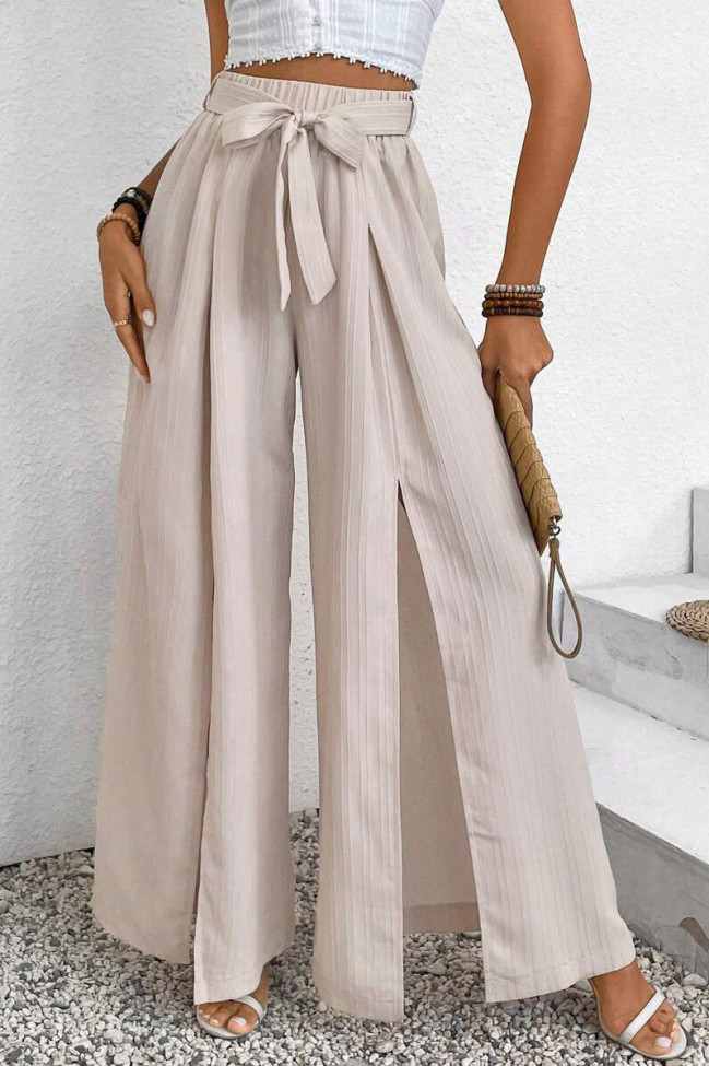 High Waisted Solid Color Loose Wide Leg Pants