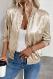 Solid Color Zipper Long Sleeve Cardigan Jacket