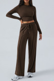 Solid Color Long Sleeved Shirt Pants Two-Piece Set
