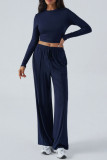 Solid Color Long Sleeved Shirt Pants Two-Piece Set