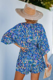 V-Neck Printed Bat Short Sleeve Jumpsuit