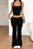 Solid Color Vest Flared Pants Two-Piece Set