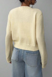 Solid Color Long Sleeved Knitted Sweater
