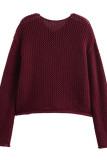 Solid Color Knitted Button Long Sleeve Cardigan