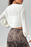Solid Color Lantern Long Sleeved Sweater Cardigan