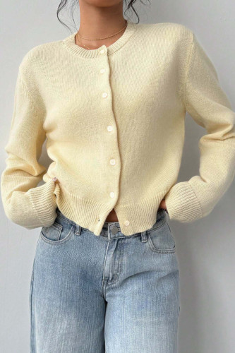Solid Color Long Sleeved Knitted Sweater