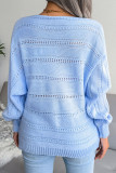 Long Sleeve Hollow Knitted Off Shoulder Sweater