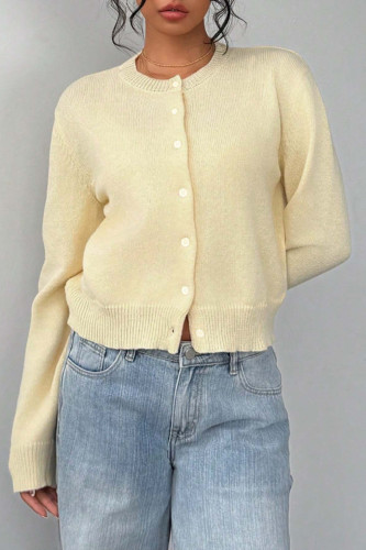 Solid Color Long Sleeved Knitted Sweater