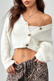 Solid Color Lantern Long Sleeved Sweater Cardigan