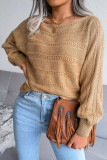 Long Sleeve Hollow Knitted Off Shoulder Sweater