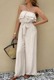 High Waisted Strapless Loose Jumpsuit Pants