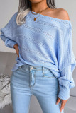 Long Sleeve Hollow Knitted Off Shoulder Sweater