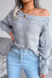 Long Sleeve Hollow Knitted Off Shoulder Sweater