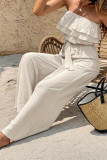 High Waisted Strapless Loose Jumpsuit Pants