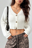 Solid Color Lantern Long Sleeved Sweater Cardigan