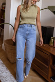 Sleeveless Round Neck Knitted Sweater Vest
