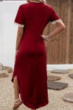 Summer V-Neck Lace Irregular Hem Dress