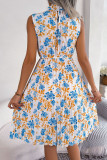 Summer Sleeveless Waist Cinched Pleated Dress