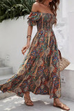 Bohemian One Shoulder Short Sleeved Dress