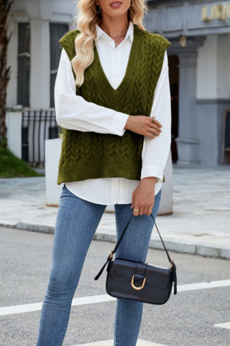 Retro V-Neck Sleeveless Sweater Vest