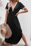 Summer V-Neck Lace Irregular Hem Dress