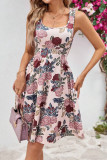 Square Neck Printed Sleeveless Vest Dress