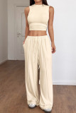 Solid Color Sleeveless Vest Pants Two-Piece Set