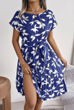 Round Neck Short Sleeved Pleated Dress