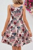 Square Neck Printed Sleeveless Vest Dress
