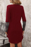 V-Neck Long Sleeved Retro Printed Dress