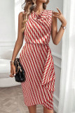 Summer Sleeveless Printed Irregular Hem Dress