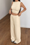 Solid Color Sleeveless Vest Pants Two-Piece Set