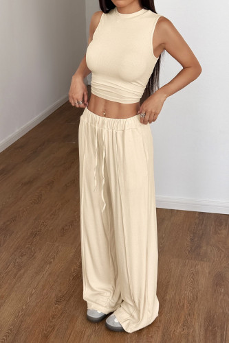 Solid Color Sleeveless Vest Pants Two-Piece Set